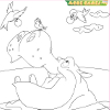 Kid's coloring: The delicacy for hippo