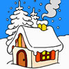 House in Winter Forest Coloring